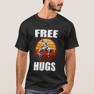 Retro Free Hugs Wrestling Judo Jiu Jitsu Funny T-shirt