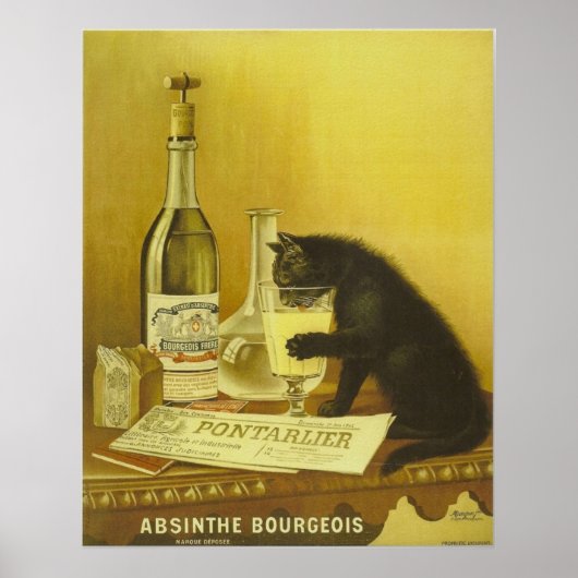  Retro French Absinthe Bourgeois Black Cat Poster (Voorkant)