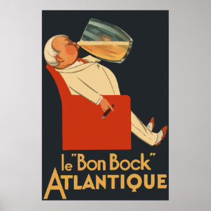 Retro French beer & Le Bon Bock Poster