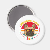 Retro French Bulldog Geweldige sinds 2014 Magneet (Voorkant / Achterkant)