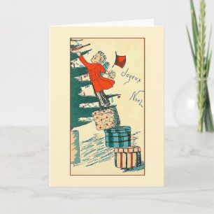 Retro French Joyeux Noël Christmas Card Feestdagen Kaart