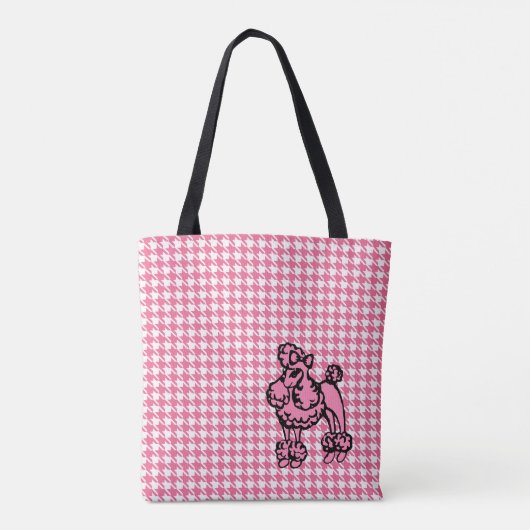 Retro French Pink Poodle Travel Canvas tas (Achterkant)