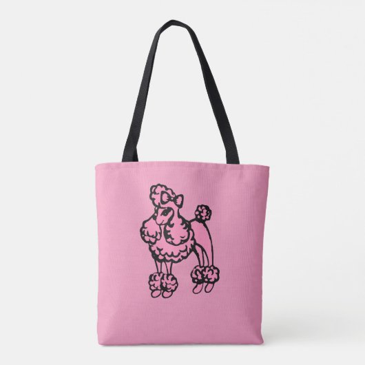 Retro French Poodle Canvas tas (Achterkant)