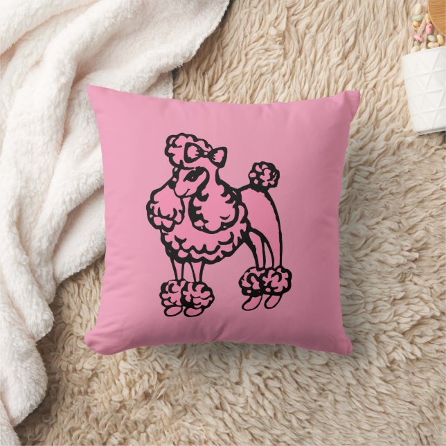 Retro French Poodle Sierkussen (Deken)
