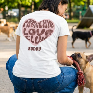 Retro Frenchie Love Club T-shirt met eigen hondenn