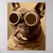 Retro Frenchie Sepia Poster (Voorkant)