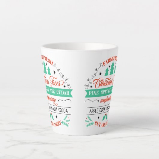 Retro Fresh Cut kerstbomen Advertisement Latte Mok (Voorkant)