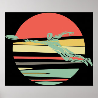 Retro Frisbee voor de Ultimate Frisbee Player Poster