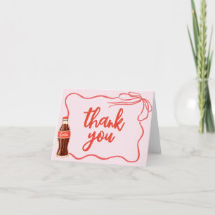 Retro frisdrank roze rode baby shower bedankt
