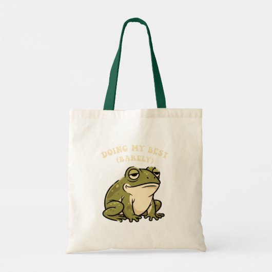 Retro Frog Barely Trying Canvas Tote Bag (Dos)
