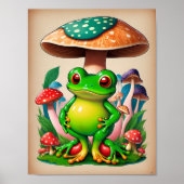 Retro Frog Groovy Mushroom Psychedelic Poster (Voorkant)