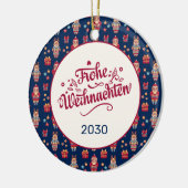 Retro Frohe Weihnachten Keramisch Ornament (Links)