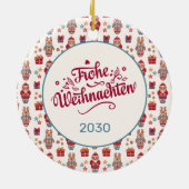 Retro Frohe Weihnachten Keramisch Ornament (Achterkant)