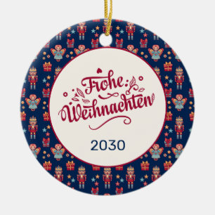 Retro Frohe Weihnachten Keramisch Ornament