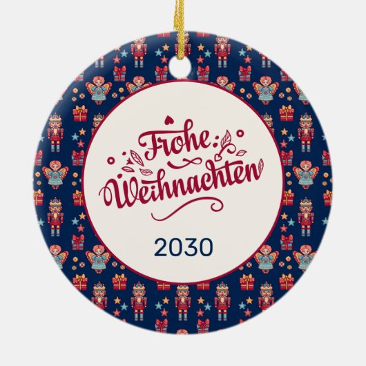 Retro Frohe Weihnachten Keramisch Ornament (Achterkant)