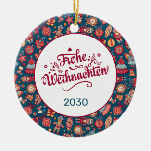 Retro Frohe Weihnachten Personalized Keramisch Ornament