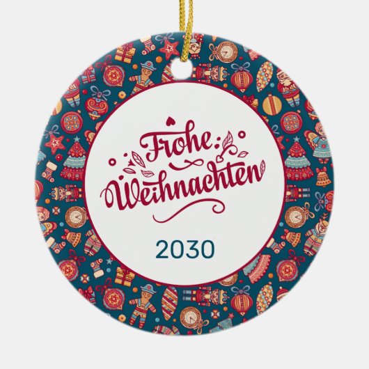 Retro Frohe Weihnachten Personalized Keramisch Ornament (Voorkant)