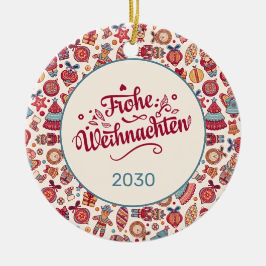 Retro Frohe Weihnachten Personalized Keramisch Ornament (Voorkant)