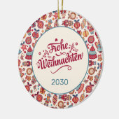 Retro Frohe Weihnachten Personalized Keramisch Ornament (Links)
