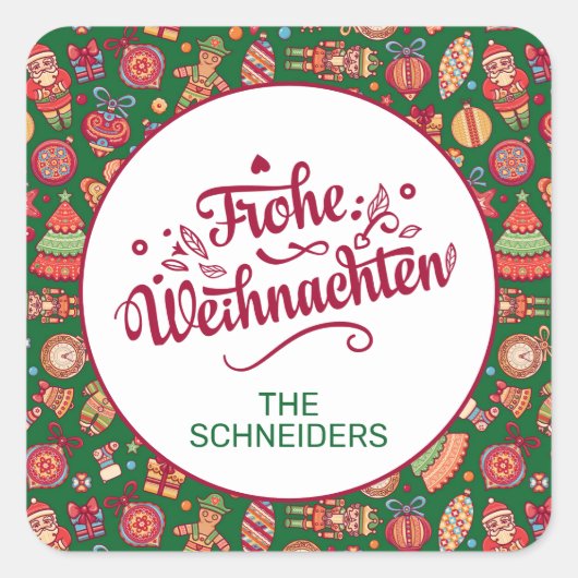 Retro Frohe Weihnachten Personalized Vierkante Sticker (Voorkant)