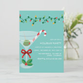 Retro Frost Christmas Holiday Cocktail Party Kaart (Staand voorkant)