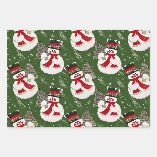 Retro  Frosty Snowmen Inpakpapier Vel (Voorkant)
