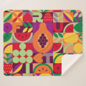 Retro Fruit geometrisch:  naadloos Sherpa Deken (Voorkant (horizontaal))