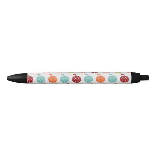Retro Fruity Apple Patroon Zwarte inkt Pen (Voorkant)