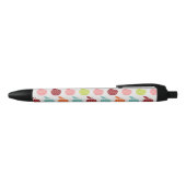 Retro Fruity Apple Patroon Zwarte inkt Pen (Bovenkant)