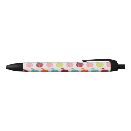 Retro Fruity Apple Patroon Zwarte inkt Pen (Bovenkant)