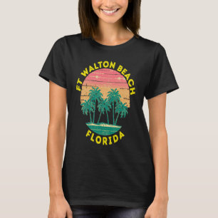 Retro Ft Walton Beach Vacation Souvenir Palm Tree T-shirt