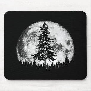 Retro Full Moon & Minimalist Pine Tree Gra Muismat