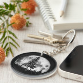 Retro Full Moon & Minimalist Pine Tree  Gra Sleutelhanger (Voorkant Rechts)