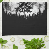 Retro Full Moon & Minimalist Pine Tree  Gra Theedoek (Gevouwen)