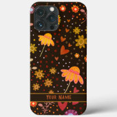 Retro Fun Bruin Bloemen Inspirivity Girly Naam Case-Mate iPhone Case (Achterkant)