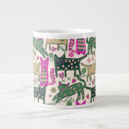 Retro Fun Cat Design Extra Grote Beker