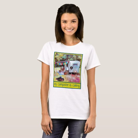 Retro Fun en  Vibe Camper Trailer T-shirt (Voorkant volledig)