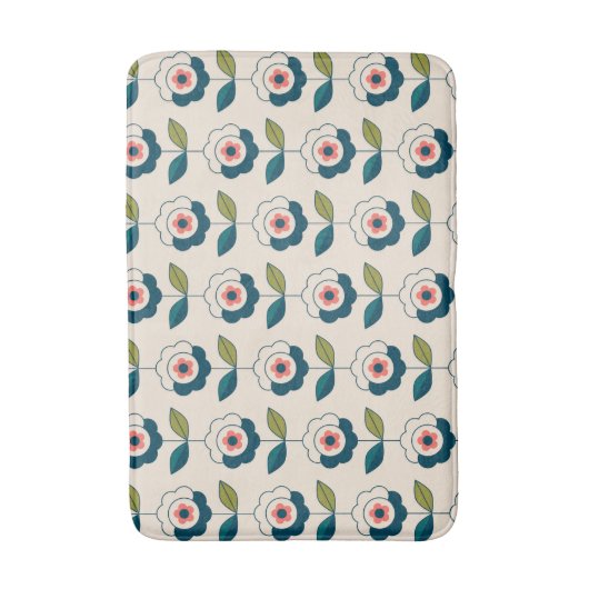 Retro Fun Garden Flower Pattern Badmat (Voorkant Verticaal)