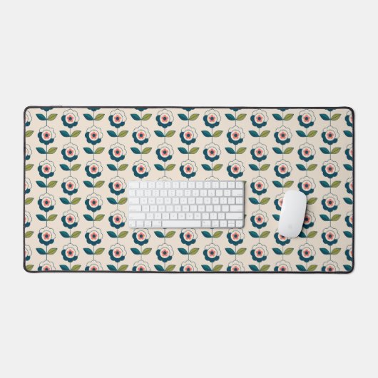 Retro Fun Garden Flower Pattern Bureaumat (Keyboard & Muis)