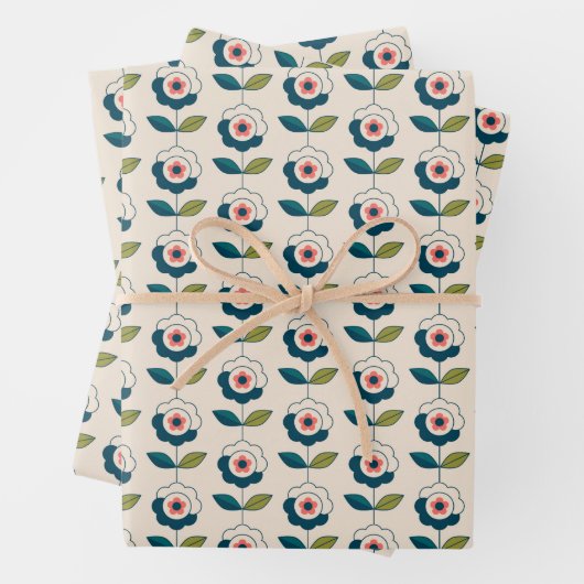 Retro Fun Garden Flower Pattern Inpakpapier Vel (In situ)