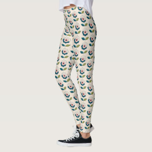 Retro Fun Garden Flower Pattern Leggings