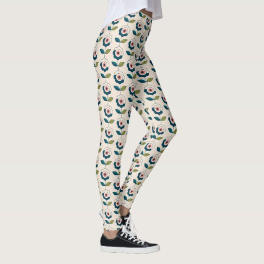 Retro Fun Garden Flower Pattern Leggings (Rechts)