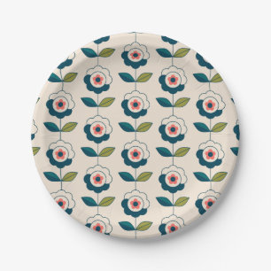 Retro Fun Garden Flower Pattern Papieren Bordje