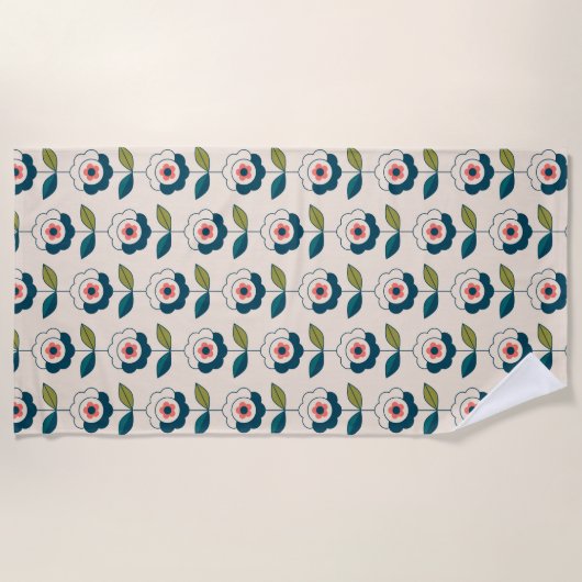 Retro Fun Garden Flower Pattern Strandlaken (Voorkant)