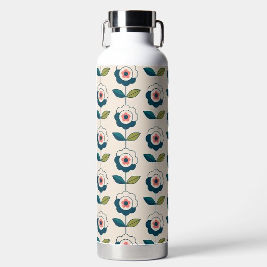 Retro Fun Garden Flower Pattern Waterfles (Voorkant)