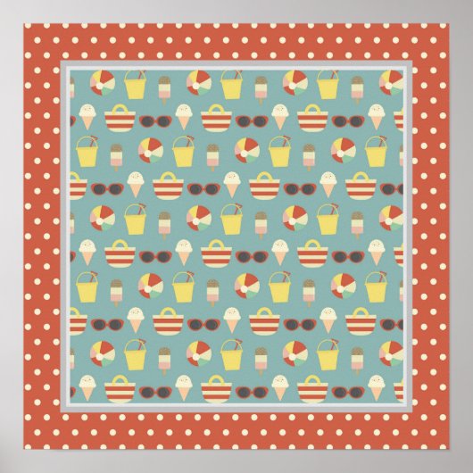 Retro Fun in het Poster van het zonnestrand (Voorkant)