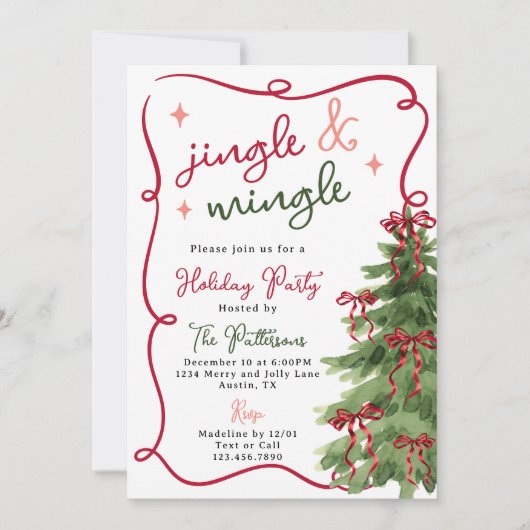 Retro Fun Jingle & Mingle Kerstfeest Kaart (Voorkant)