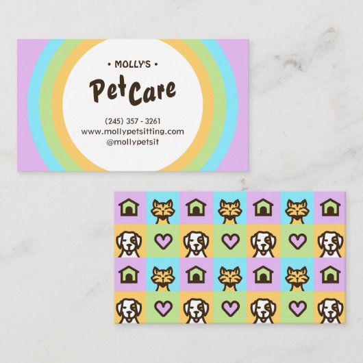 Rétro Fun Pet Care Carte de visite assis (Devant / Derrière)