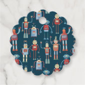  Retro Fun Robot Pattern Bedankjes Labels (Voorkant)