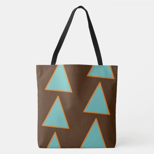 Retro Fun Triangles Light Blauwgroen en Salmon op Draagtas (Voorkant)